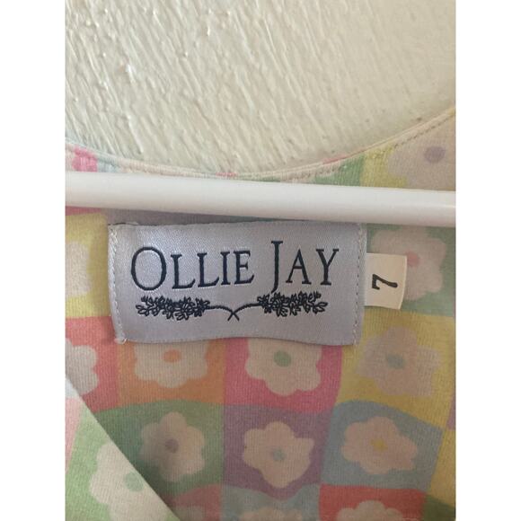 Ollie Jay Girls' Olivia Dress in Floral Blocks Frill Sleeve Age 7 - Picture 7 of 7